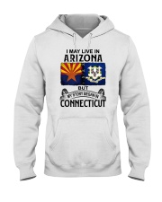 LIVE IN ARIZONA BEGAN IN CONNECTICUT Hooded Sweatshirt tile