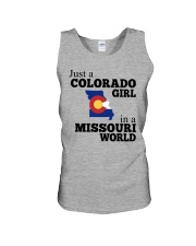 JUST A COLORADO GIRL IN A MISSOURI WORLD Unisex Tank thumbnail