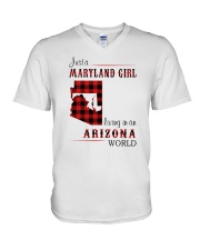 MARYLAND GIRL LIVING IN ARIZONA WORLD V-Neck T-Shirt thumbnail