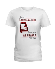 LOUISIANA GIRL LIVING IN ALABAMA WORLD Ladies T-Shirt tile