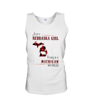 NEBRASKA GIRL LIVING IN MICHIGAN WORLD Unisex Tank thumbnail