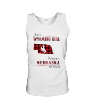 WYOMING GIRL LIVING IN NEBRASKA WORLD Unisex Tank thumbnail