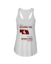 WYOMING GIRL LIVING IN NEBRASKA WORLD Ladies Flowy Tank thumbnail