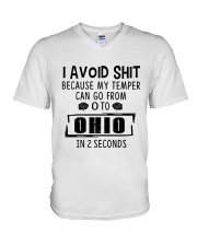 I Avoid Shit Because My Temper Can Go From 0 To Ohio V-Neck T-Shirt tile