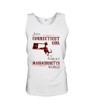 CONNECTICUT GIRL LIVING IN MASSACHUSETTS WORLD Unisex Tank thumbnail