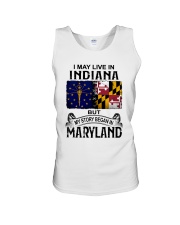 LIVE IN INDIANA BEGAN IN MARYLAND Unisex Tank tile