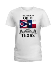 LIVE IN OHIO BEGAN IN TEXAS Ladies T-Shirt tile