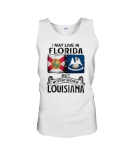 LIVE IN FLORIDA BEGAN IN LOUISIANA Unisex Tank tile