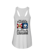 LIVE IN FLORIDA BEGAN IN LOUISIANA Ladies Flowy Tank tile