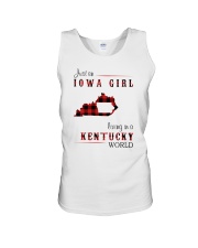 IOWA GIRL LIVING IN KENTUCKY WORLD Unisex Tank thumbnail
