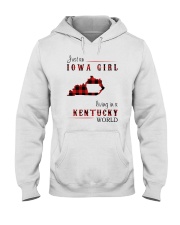IOWA GIRL LIVING IN KENTUCKY WORLD Hooded Sweatshirt thumbnail