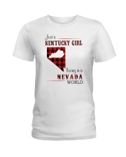 KENTUCKY GIRL LIVING IN NEVADA WORLD Ladies T-Shirt thumbnail