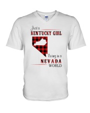 KENTUCKY GIRL LIVING IN NEVADA WORLD V-Neck T-Shirt thumbnail