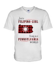 FILIPINO GIRL LIVING IN PENNSYLVANIA WORLD V-Neck T-Shirt tile