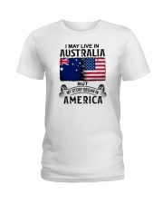 LIVE IN AUSTRALIA BEGAN IN AMERICA Ladies T-Shirt tile