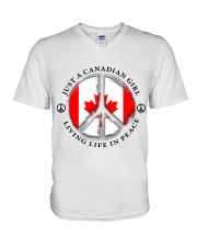Just A Canadian Girl In Peace V-Neck T-Shirt tile