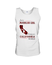 MICHIGAN GIRL LIVING IN CALIFORNIA WORLD Unisex Tank thumbnail