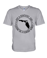 KENTUCKY GIRL LIVING IN A FLORIDA WORLD V-Neck T-Shirt thumbnail