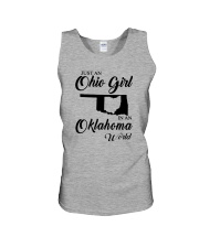 JUST AN OHIO GIRL IN AN OKLAHOMA WORLD Unisex Tank thumbnail