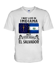 LIVE IN INDIANA BEGAN IN EL SALVADOR V-Neck T-Shirt tile