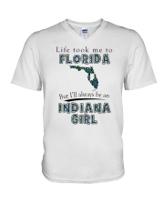 INDIANA GIRL LIFE TOOK TO FLORIDA V-Neck T-Shirt tile