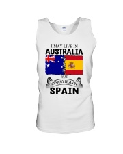 LIVE IN AUSTRALIA BEGAN IN SPAIN ROOT Unisex Tank thumbnail
