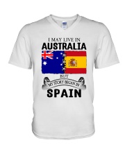 LIVE IN AUSTRALIA BEGAN IN SPAIN ROOT V-Neck T-Shirt thumbnail