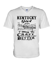 Kentucky Girl I May Be Crazy V-Neck T-Shirt tile