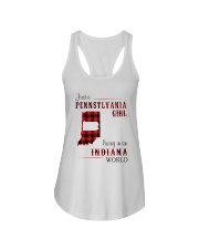 PENNSYLVANIA GIRL LIVING IN INDIANA WORLD Ladies Flowy Tank thumbnail