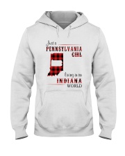 PENNSYLVANIA GIRL LIVING IN INDIANA WORLD Hooded Sweatshirt thumbnail