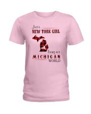 NEW YORK GIRL LIVING IN MICHIGAN WORLD Ladies T-Shirt thumbnail