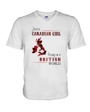 CANADIAN GIRL LIVING IN BRITISH WORLD V-Neck T-Shirt thumbnail