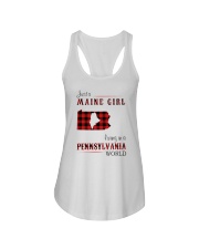 MAINE GIRL LIVING IN PENNSYLVANIA WORLD Ladies Flowy Tank tile