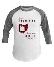 UTAH GIRL LIVING IN OHIO WORLD Baseball Tee thumbnail