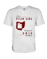 UTAH GIRL LIVING IN OHIO WORLD V-Neck T-Shirt thumbnail