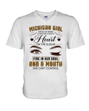 Michigan Girl Hated By Many Loved By Plenty V-Neck T-Shirt tile