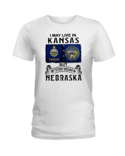 LIVE IN KANSAS BEGAN IN NEBRASKA Ladies T-Shirt tile