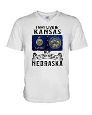 LIVE IN KANSAS BEGAN IN NEBRASKA V-Neck T-Shirt tile