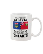 LIVE IN ALBERTA BEGAN IN ONTARIO ROOT Mug tile