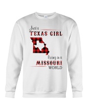TEXAS GIRL LIVING IN MISSOURI WORLD Crewneck Sweatshirt thumbnail