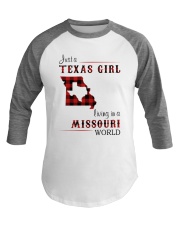 TEXAS GIRL LIVING IN MISSOURI WORLD Baseball Tee thumbnail