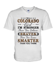 Colorado Girl Stronger Braver Smarter V-Neck T-Shirt tile