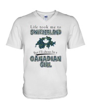 CANADIAN GIRL LIFE TOOK TO SWITZERLAND V-Neck T-Shirt tile