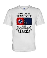 LIVE IN TENNESSEE BEGAN IN ALASKA V-Neck T-Shirt tile