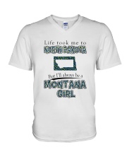 MONTANA GIRL LIFE TOOK TO NORTH DAKOTA V-Neck T-Shirt tile