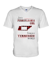 PENNSYLVANIA GIRL LIVING IN TENNESSEE WORLD V-Neck T-Shirt thumbnail