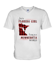 FLORIDA GIRL LIVING IN MINNESOTA WORLD V-Neck T-Shirt thumbnail