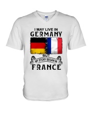 LIVE IN GERMANY BEGAN IN FRANCE V-Neck T-Shirt tile