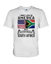 LIVE IN AMERICA BEGAN IN SOUTH AFRICA V-Neck T-Shirt tile