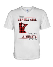 ALASKA GIRL LIVING IN MINNESOTA WORLD V-Neck T-Shirt thumbnail